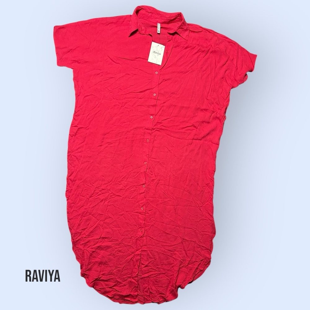 RAVIYA Raspberry Button-Down Cover-Up Dress – Size Small - Picture 2 of 3
